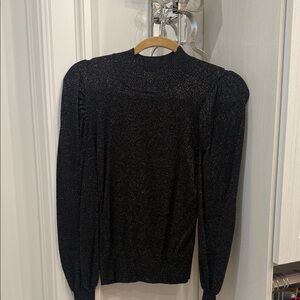 Evereve Black Metallic Turtleneck Sweater